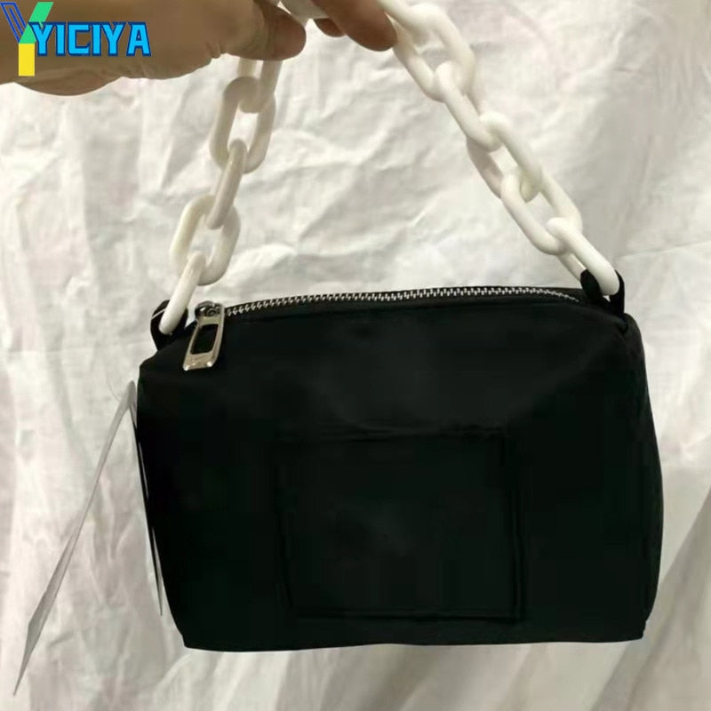 YICIYA Underarm Bag Transformation Nylon Portable Ins Acrylic Chain Bag Women