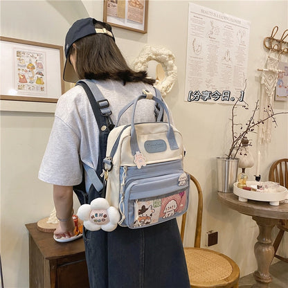 Korean Style Cute  Backpacks Women Waterproof Nylon Small Shoulder Bags for Teenage Girls Schoolbags Flower Travel Backpack