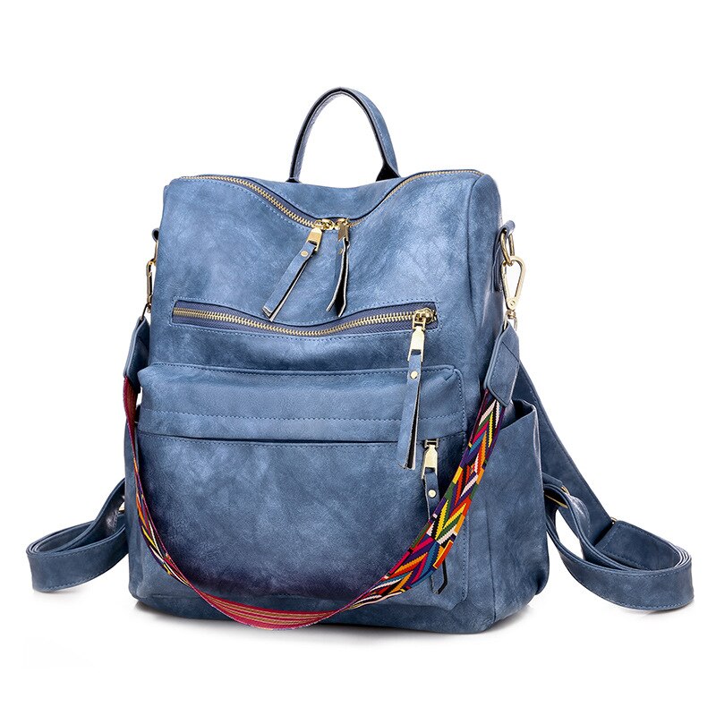 Multifunction Soft Leather Women Waterproof Backpack Capacity Travel Backpack High Quality Retro School Bags for Teenage Girls