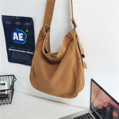 Minimalist Style Solid Shoulder Bags 100% Cotton Unisex Solid Crossbody Bags Canvas Packages South Korea Casual Messenger Bags