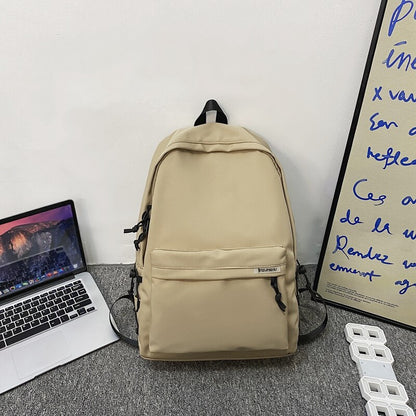 Unisex Solid Color Nylon Backpacks Fashion Women Backpack Men Big Schoolbag Cool Bookbag Teen Student Portable Laptop Bagpack