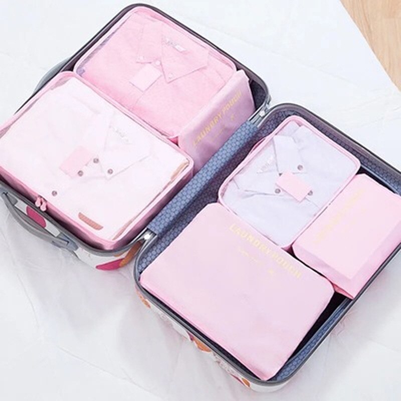 3/4/6pcs/set Compression Packing Cubes Travel Storage Bag Luggage Suitcase Organizer Set Foldable Waterproof Nylon Material