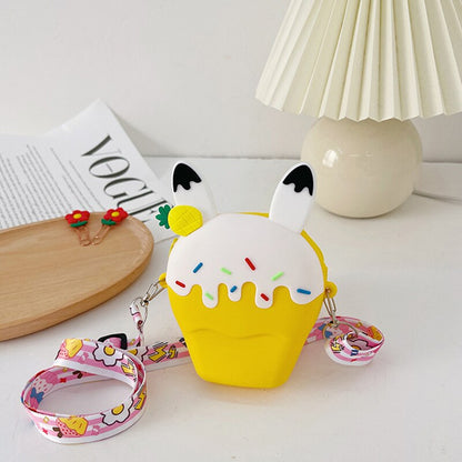 Cute Ice Cream Silicone Messenger Bag Cartoon Friut Children Kids Shoulder Crossbody Fashion Girls Coin Purse Wallet Handbags