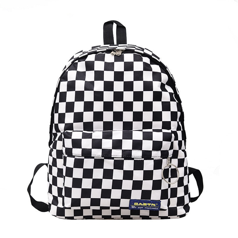 Unisex Plaid Nylon Female Travel Daypack Laptop Backpack Book Schoolbags Feminina School Casual Rucksack Women Bag