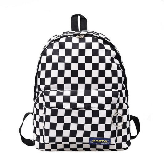 Unisex Plaid Nylon Female Travel Daypack Laptop Backpack Book Schoolbags Feminina School Casual Rucksack Women Bag