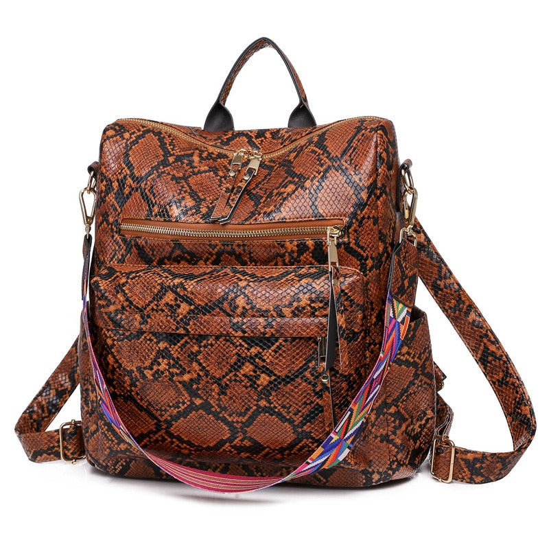 Multifunction Soft Leather Women Waterproof Backpack Capacity Travel Backpack High Quality Retro School Bags for Teenage Girls