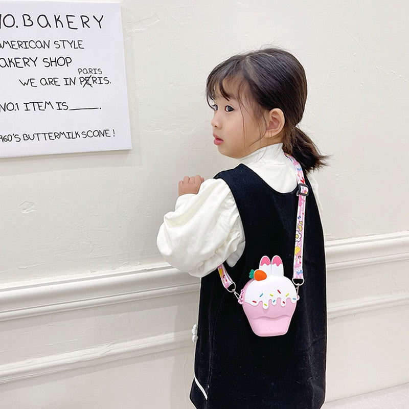 Cute Ice Cream Silicone Messenger Bag Cartoon Friut Children Kids Shoulder Crossbody Fashion Girls Coin Purse Wallet Handbags