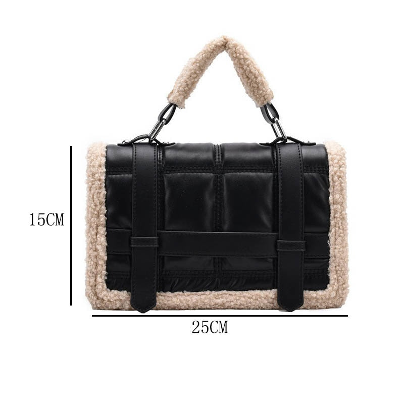 Women bag plush leather cross leather bag body luxury handbags female shoulder bag quality flap package