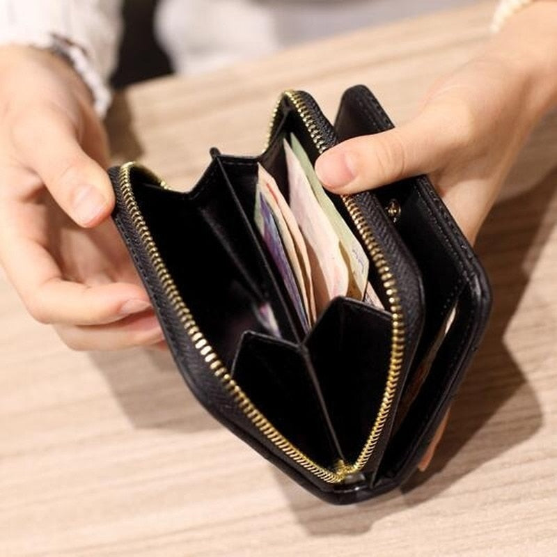 Women Short Wallets PU Leather Female Plaid Purses Nubuck Card Holder Wallet Fashion Woman Small Zipper Wallet With Coin Purse