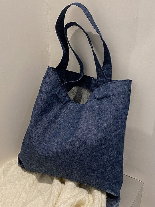 Simple Jeans Women Bags Shopper Denim Shoulder Bag Female Messenger Handbags Summer Totes High Solid Crossbody Woman Top Handle