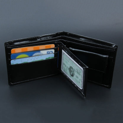 PU Leather Men Wallets Soft Wallet Card Holder With ID Window Wallets for Man Short Black Walet Black Purse Card Case Coin Pouch