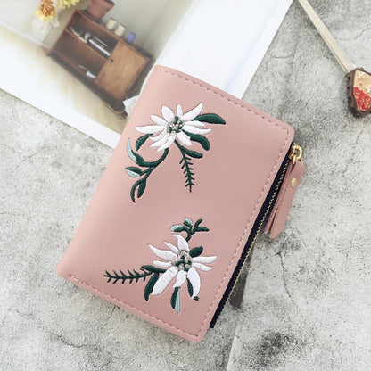 Women&#39;s Wallets Print Flower Short Wallet For Woman Zipper Mini Coin Purse Ladies Small Wallet Female Leather Card Holder
