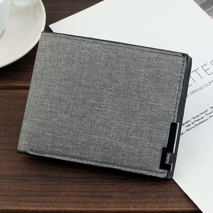 Men&#39;s Fashion Canvas Wallet Short Multi-card Coin Purse Casual Soft Business Clutch Wallet Male Youth Horizontal Card Holder PU