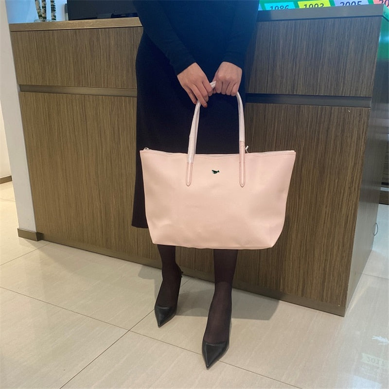 Designer Brand Women&#39;s Bags PVC Waterproof Coated Tote Bag Shopping School Casual Travel Laptop Zipper Commuter Handbag