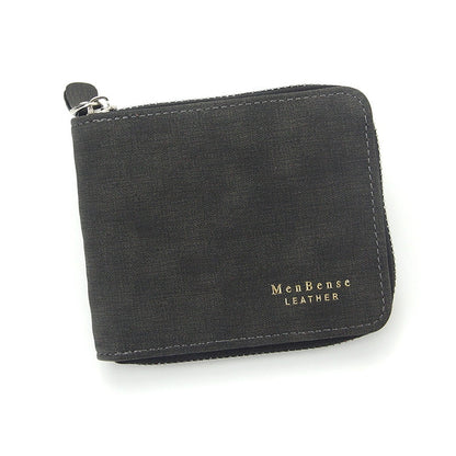 Short Men&#39;s Leather Wallet Brand Handy Purse Male Pocket Bag For Coin Money Leather Zipper Wallet Mini Card Holder Small Purse