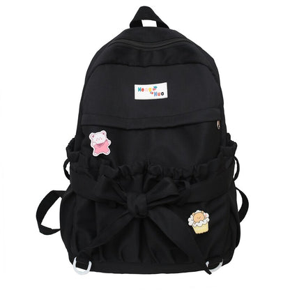 Fashion Kawaii Bow Waterproof Female Laptop Backpack Ladies Nylon College Backpack Trendy Women School Bag Girl Travel Cute Bags