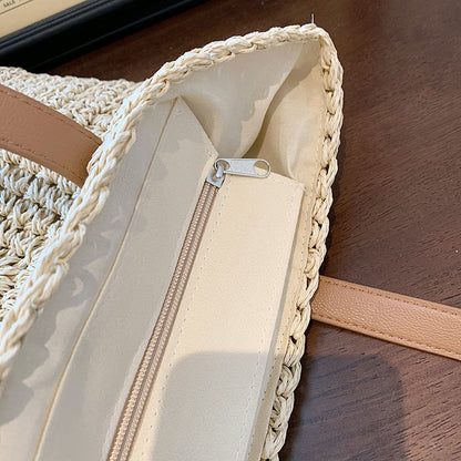 Summer Woven Women&#39;s Bag Large Capacity Straw Woman Shopper Beach Handmade Design Handbags For Women Fashion Female Shoulder Bag