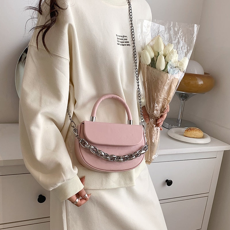 HOCODO Fashion Pu Leather Handbag Summer Solid Color Shoulder Bag Female Small Flap Crossbody Bag Women Chain Ladies Phone Bag