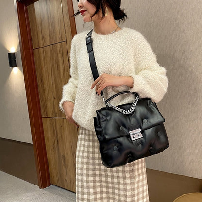 New Casual Simple chain Shoulder Bag Fashion Stitching Wild Messenger Brand Female Totes Crossbody Bags Women Leather Handbag