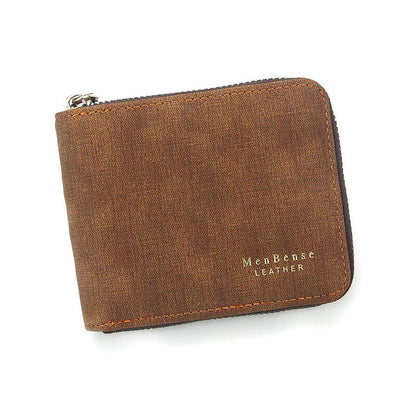 Short Men&#39;s Leather Wallet Brand Handy Purse Male Pocket Bag For Coin Money Leather Zipper Wallet Mini Card Holder Small Purse
