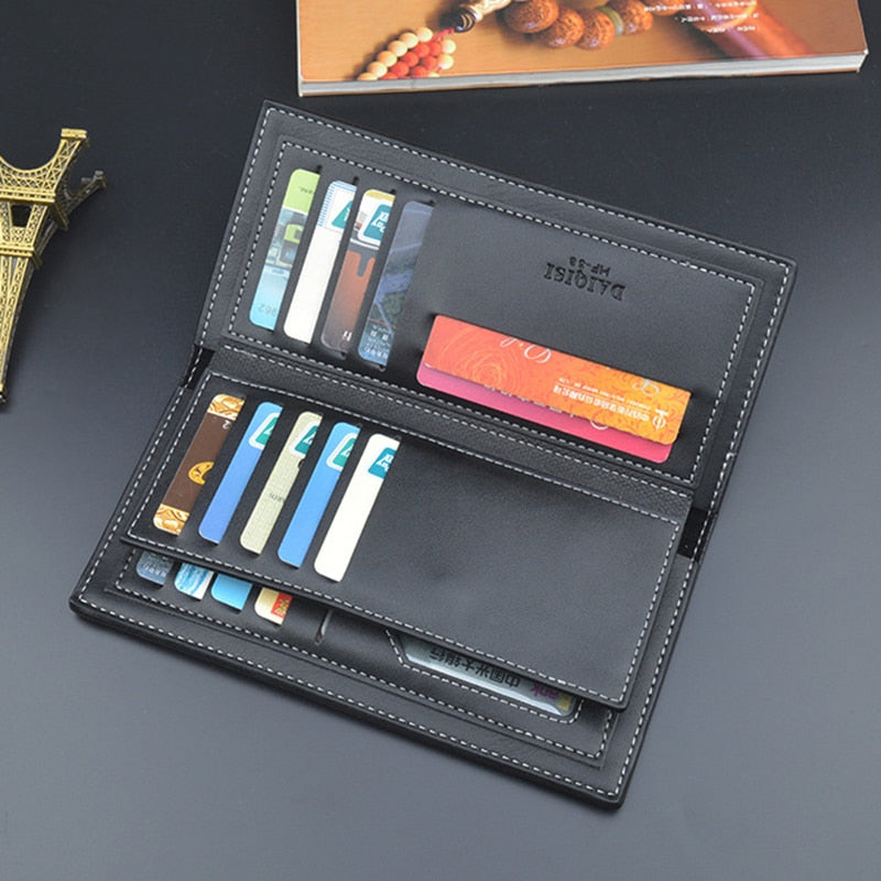 New Men Wallets Fashion Large Capacity PU Leather Purses Long Multifunctional Money Bag for Men Coin Card Holders Dropshipping