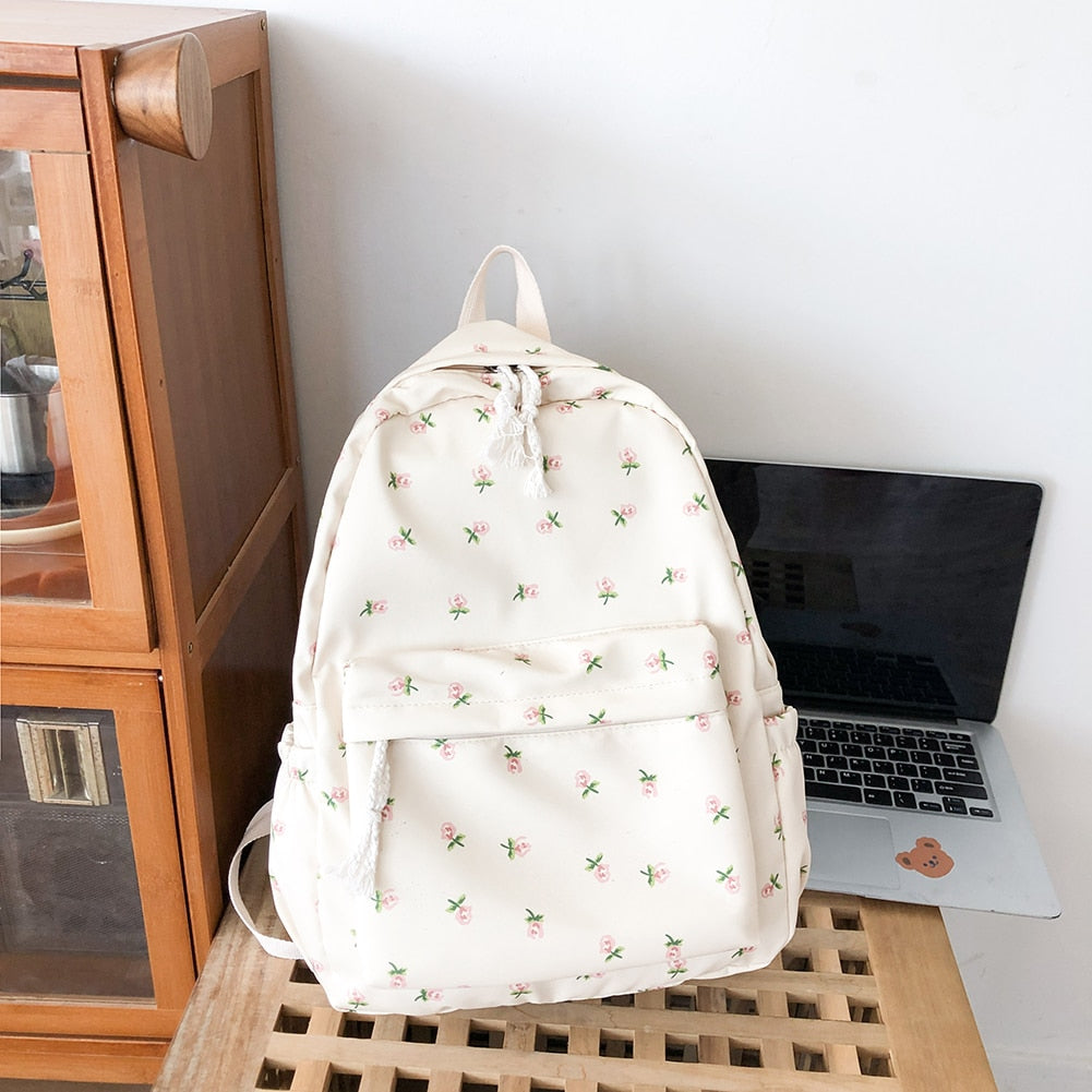 Students Nylon Backpack Women Casual Floral Printing Backpacks School Bags for Teenage Girls Bookbags Female Travel Knapsack