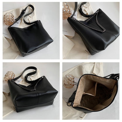 New Women&#39;s Handbag Soft PU Leather Chain Shoulder Bag Large Capacity Lady Purse Fashion Crossbody Shopping Messenger Sling Bag