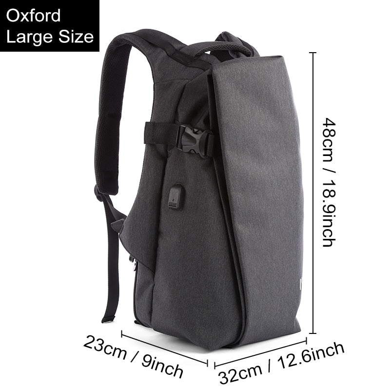 Men&#39;s Backpack USB Charge Travel Laptop Back packs Black 15 Inch Leather School Bag Male Vintage waterproof Anti Theft backpacks