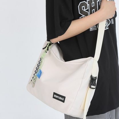 Fashion Simple Design Women&#39;s Shoulder Bag Quality Nylon Couple Messenger Bag Young People Fabric Bookbag Student School Bag Sac
