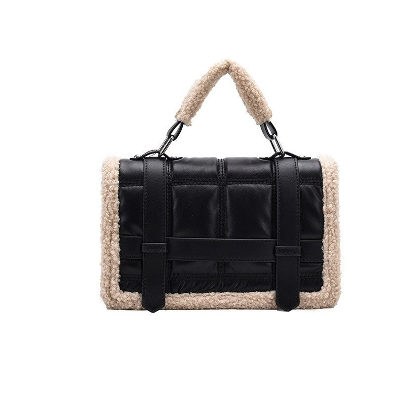 Women bag plush leather cross leather bag body luxury handbags female shoulder bag quality flap package