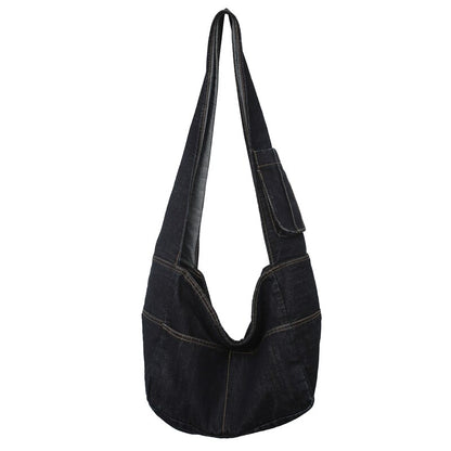 Large Capacity Canvas Shoulder Bags For Women Solid Fashion Fold Female Handbag Jean Big Shopping Eco Bag Denim Crossbody Bags