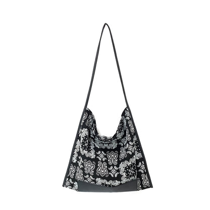 MABULA Bohemia Flower Print Hobo Sling Bag Large Square Design Crossbody Purse for Women Lightweight Elegant Handbag