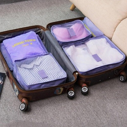 3/4/6pcs/set Compression Packing Cubes Travel Storage Bag Luggage Suitcase Organizer Set Foldable Waterproof Nylon Material