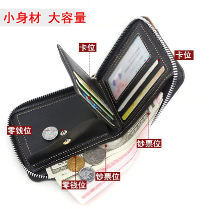 New Fashion Men&#39;s wallet with zipper PU Men Short Wallet Coin Purse Wallet Men&#39;s Purse Coin Pouch Card Holder Coin purse men