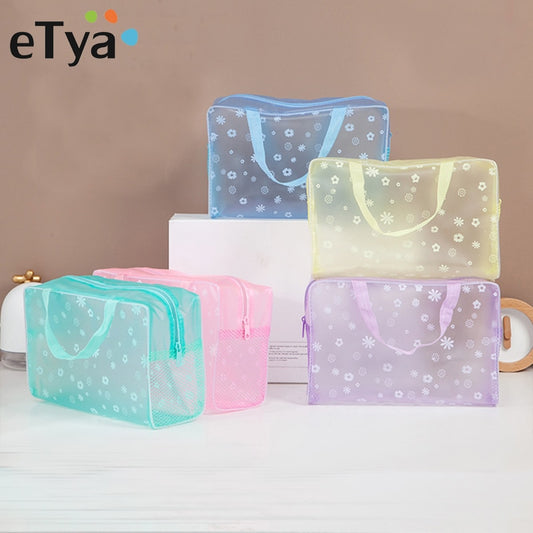 1 Pc PVC Transparent Cosmetic Bag Clear Makeup Bag for Women Girl Waterproof Zipper Beauty Case Travel Toiletry Bags Handbag