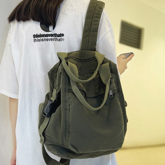 WR Brand Women Backpacks Green Canvas Rucksack Quality Laptop School Student Bag Female Daypack for Teen Girls feminina mochila