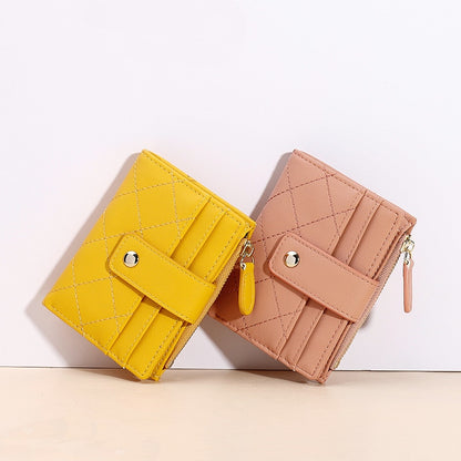 Geestock Women&#39;s Zipper Wallet for PU Leather Fashion Lattice Card Holder Girl Student Coin Purses Handbags New Creative Purse
