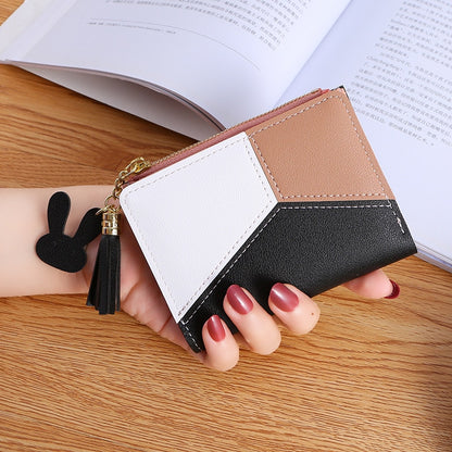 New Arrival Wallet Short Women Wallets Zipper Purse Patchwork Fashion Panelled Wallets Trendy Coin Purse Card Holder Leather