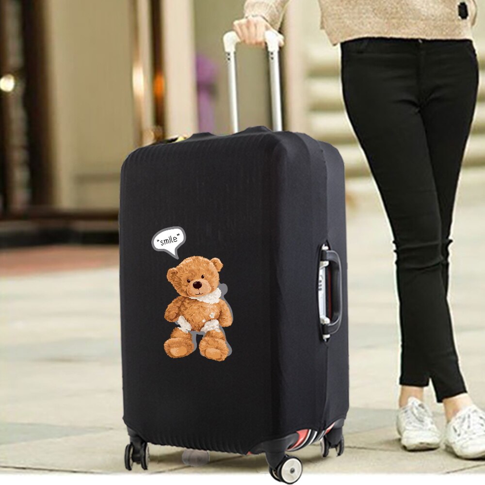 Luggage Cover Protective Thickening Travel Accessories Luggage Dust Cover for 18-28 Inch Bear Print Fashion Suitcase