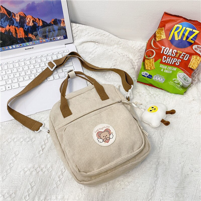 Stripe Cute Corduroy Women Backpacks Fashion School Bag BackPack for Child Girl Female Shoulder Bags Designer Kids Mini Backpack