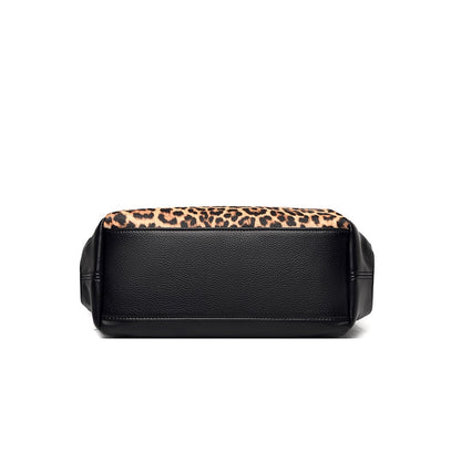 YILIAN Leopard print middle-aged woman&#39;s handbag soft leather armpit bag fashionable zebra-print large bag high-end tote bag