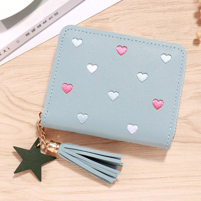 1PC Women Small Wallet Ladies Mini Tassel Wallet Cute Girl Short Zipper Lovely Pu Leather Coin Purse Female Hand Wallet Purse