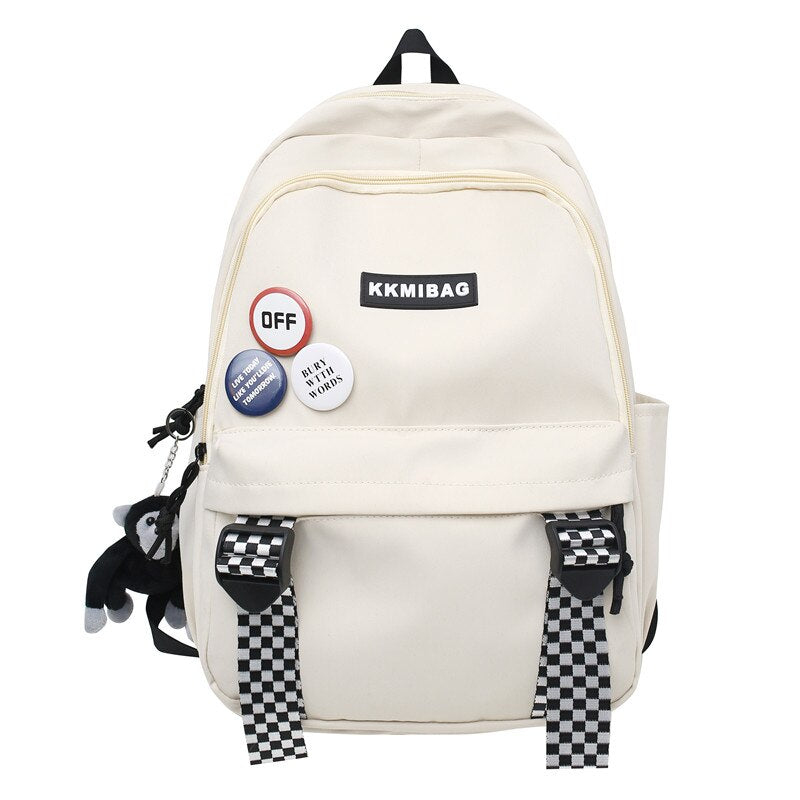EnoPella Fashion Waterproof Backpack Cute Nylon simple Women Student Female Men Black Kawaii College Schoolbags Girl Bag