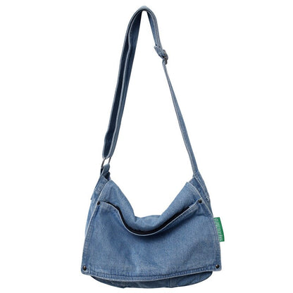 Large Capacity Canvas Shoulder Bags For Women Solid Fashion Fold Female Handbag Jean Big Shopping Eco Bag Denim Crossbody Bags