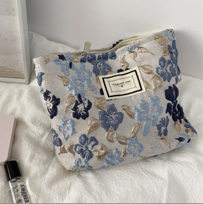 Corduroy Embroidery Cosmetic Bag Clutch Bag Large Makeup Organizer Bags Korean Cosmetic Pouch Women Cute Toiletry Beauty Case