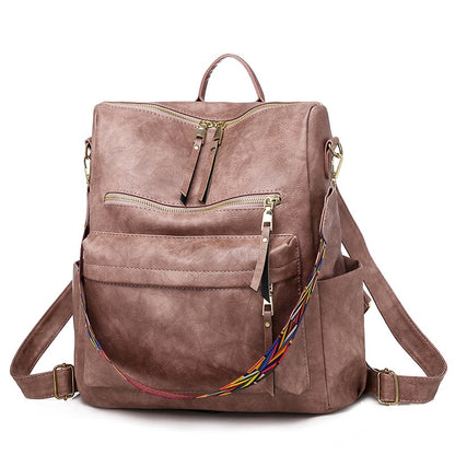 Multifunction Soft Leather Women Waterproof Backpack Capacity Travel Backpack High Quality Retro School Bags for Teenage Girls