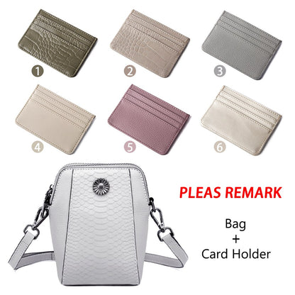 Genuine Leather Small Cross body Phone bags Crocodile Pattern double Zipper Mini cellphone purse with adjustable leather strap
