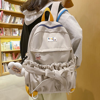 Fashion Kawaii Bow Waterproof Female Laptop Backpack Ladies Nylon College Backpack Trendy Women School Bag Girl Travel Cute Bags