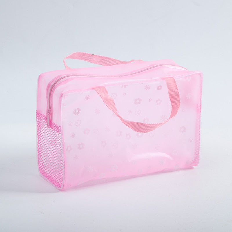 1 Pc PVC Transparent Cosmetic Bag Clear Makeup Bag for Women Girl Waterproof Zipper Beauty Case Travel Toiletry Bags Handbag