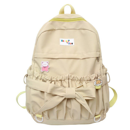 Fashion Kawaii Bow Waterproof Female Laptop Backpack Ladies Nylon College Backpack Trendy Women School Bag Girl Travel Cute Bags